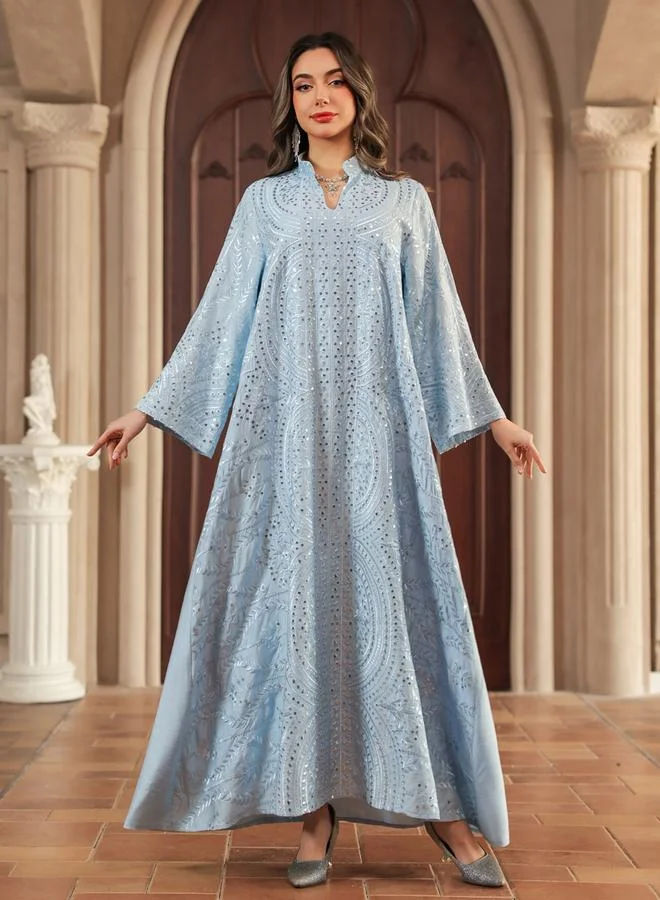 Take Two Blue Sequin Ankle-Length A-Line Jalabiya
