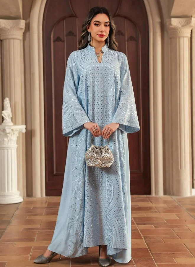 Take Two Blue Sequin Ankle-Length A-Line Jalabiya