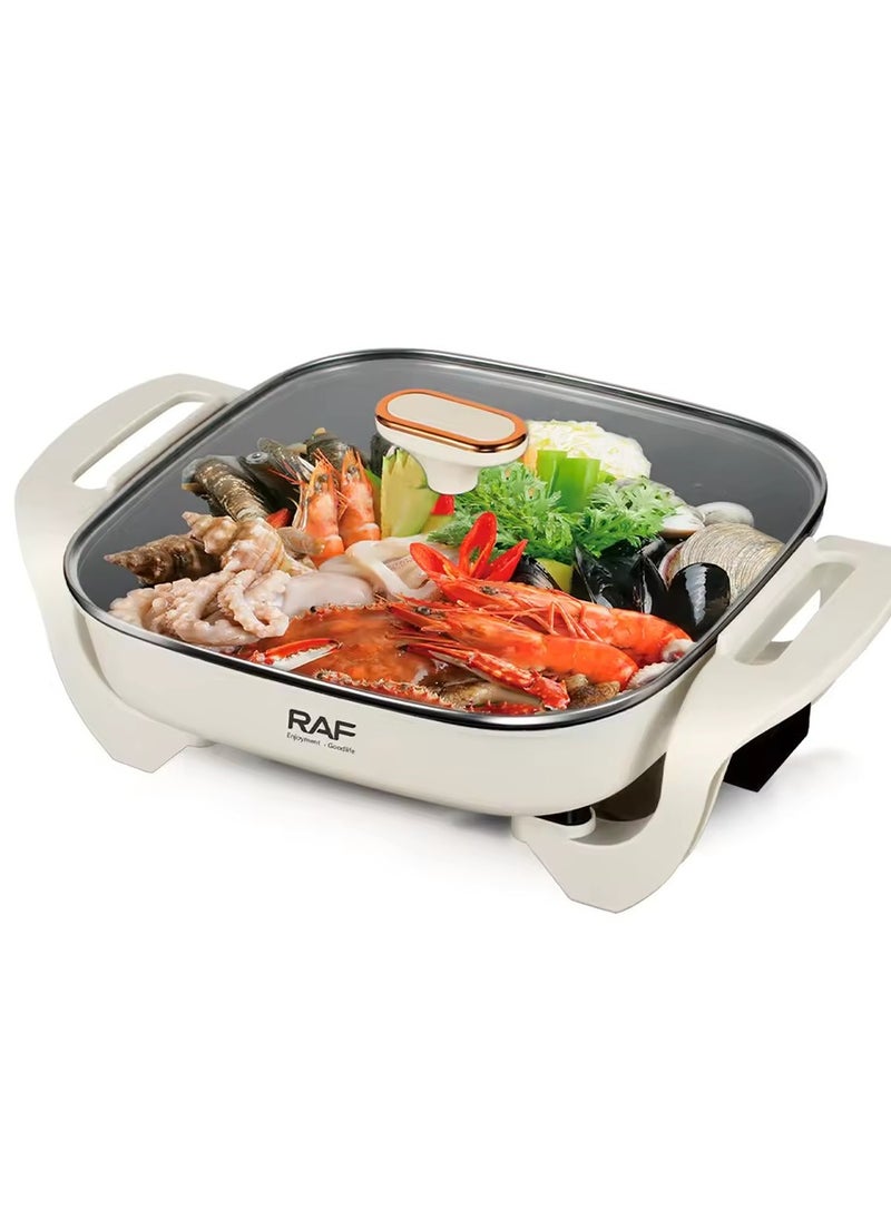 RAF - 1200W 5L Electric Hot Pot with Non-Stick Coating, Multi-Function Electric Cooking Pot for Stew, Soup, Boil, Steam, Large Capacity, Fast Heating, Easy to Clean - Image 1