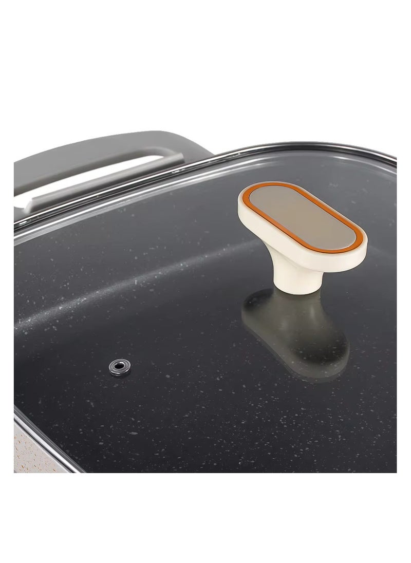 RAF - 1200W 5L Electric Hot Pot with Non-Stick Coating, Multi-Function Electric Cooking Pot for Stew, Soup, Boil, Steam, Large Capacity, Fast Heating, Easy to Clean - Image 1