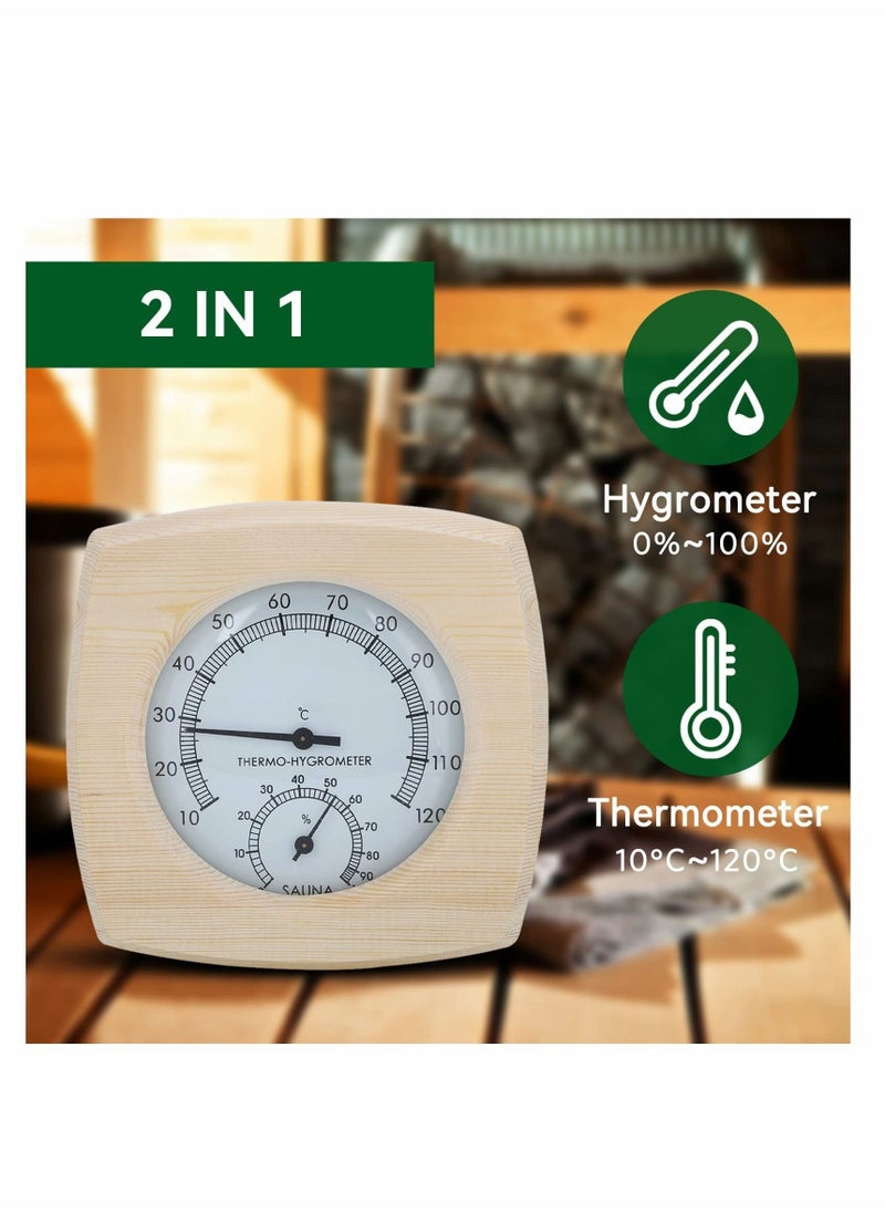 Excefore Sauna Thermometer and Hydrometer, Sauna Wooden Thermometer 2 In 1 Sauna Temperature Humidity Meter Wooden Sauna Accessories  - Image 2