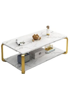NKX White Marble finish with Gold frame Top 2 Tier Modern Living Room Home Sofa Table  - Image 4