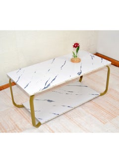 NKX White Marble finish with Gold frame Top 2 Tier Modern Living Room Home Sofa Table  - Image 5