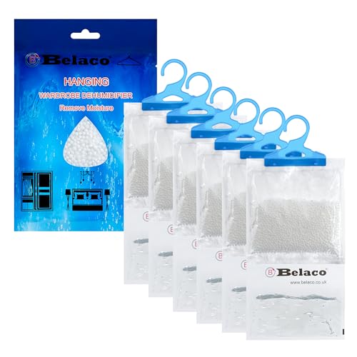 Belaco Set of 6 Hanging Dehumidifier 230g Moisture Absorber Dehumidifier for home Ideal to eliminate damp  Condensation Bedroom Wardrobe Kitchen Basement Office etc 6