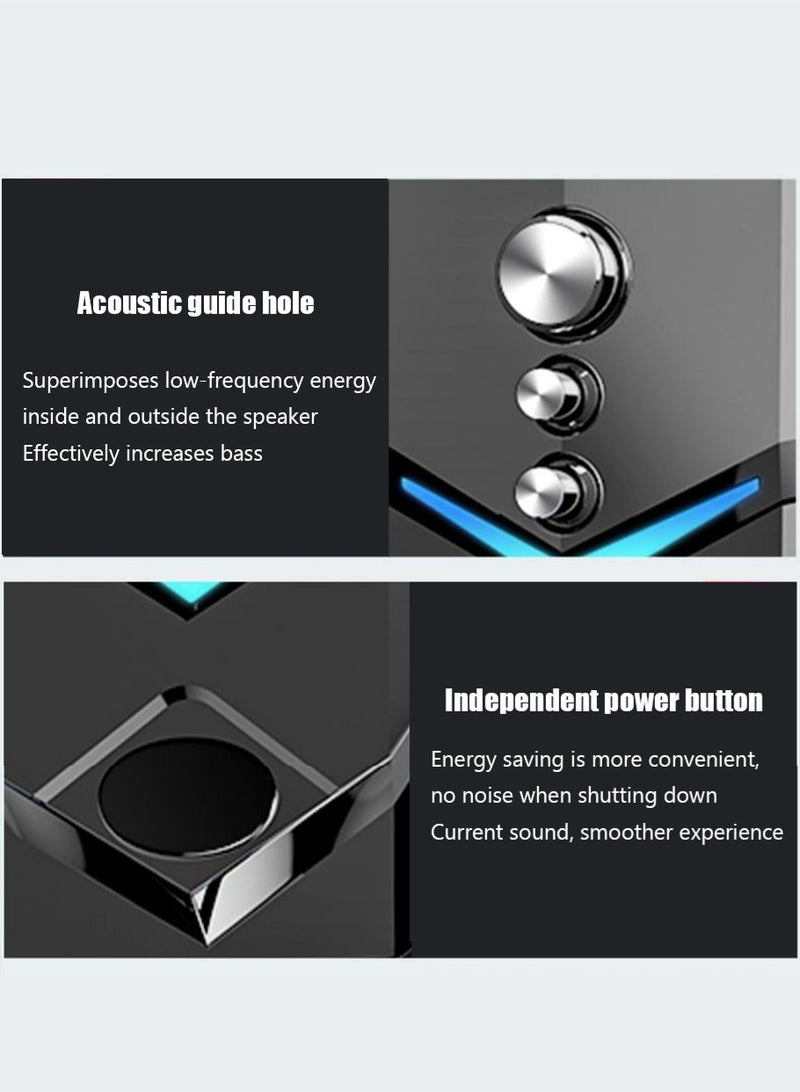 Leon Home Wired Computer Speakers with Illuminated Monochrome Ambient Light, Dual-Frequency Tweeter and Independent Bass Subwoofer, Theater-Grade 3D Stereo Sound, Multifunctional Plug and Play for Laptops TVs Desktop Use - Image 4