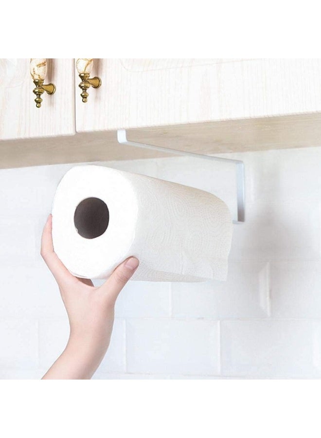 McMola حامل ورق المطبخ مكموﻻ مع حوامل الأواني ورف المناشف وخزانة تخزين المناديل تحت الرف (1 عبوة) أبيض - Image 1