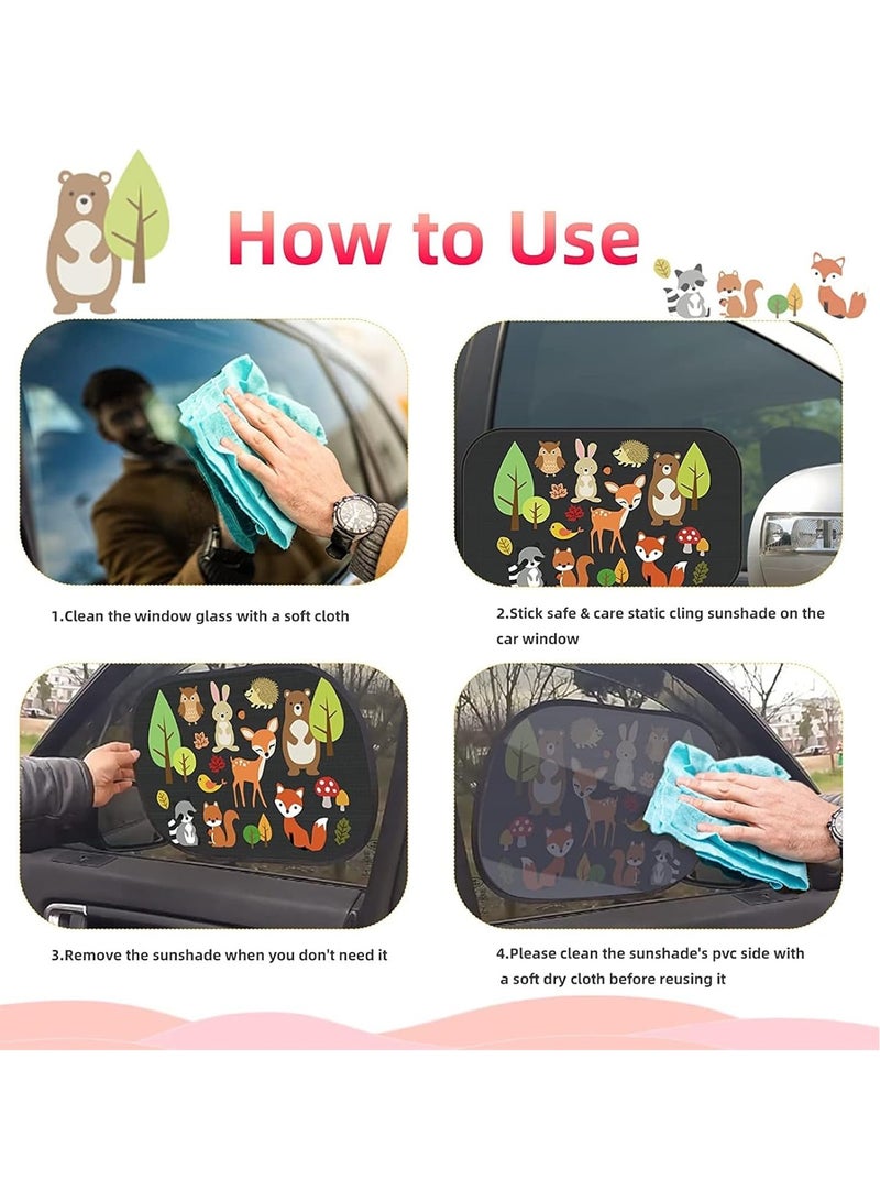 2 Pack Car Side Window Sun Shade Cute Car Sun Shade with Animals Patterns Foldable Car Window Shade Side Automotive Window Sunshade UV Protection for Baby Kids - Image 4