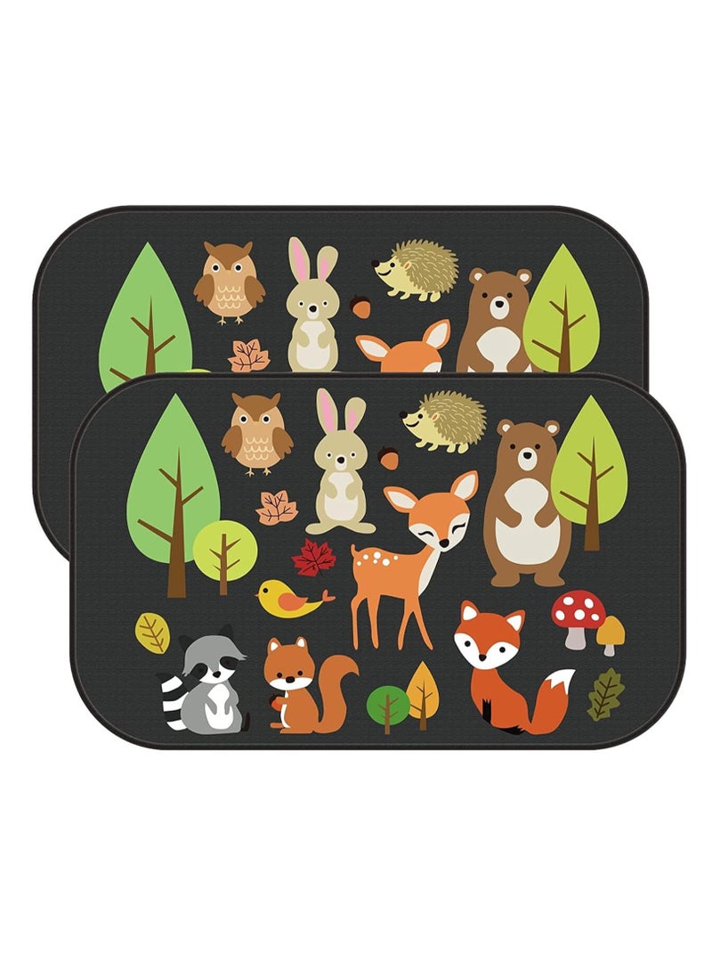 2 Pack Car Side Window Sun Shade Cute Car Sun Shade with Animals Patterns Foldable Car Window Shade Side Automotive Window Sunshade UV Protection for Baby Kids - Image 1
