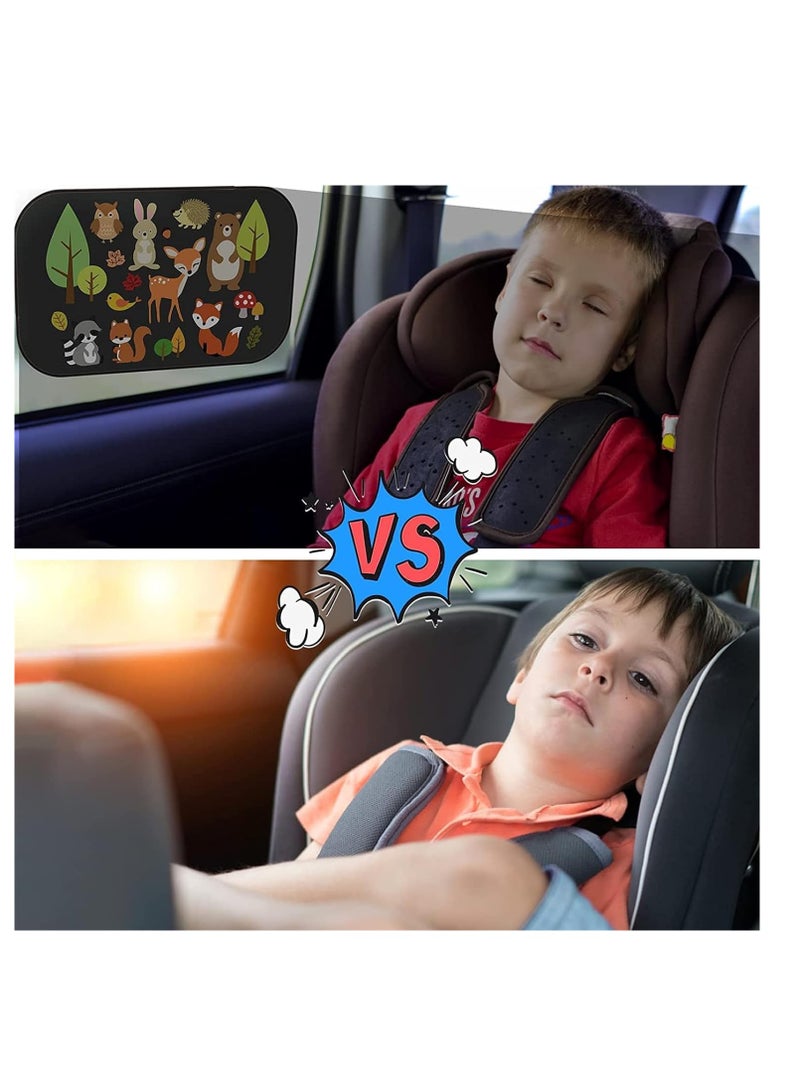 2 Pack Car Side Window Sun Shade Cute Car Sun Shade with Animals Patterns Foldable Car Window Shade Side Automotive Window Sunshade UV Protection for Baby Kids - Image 3