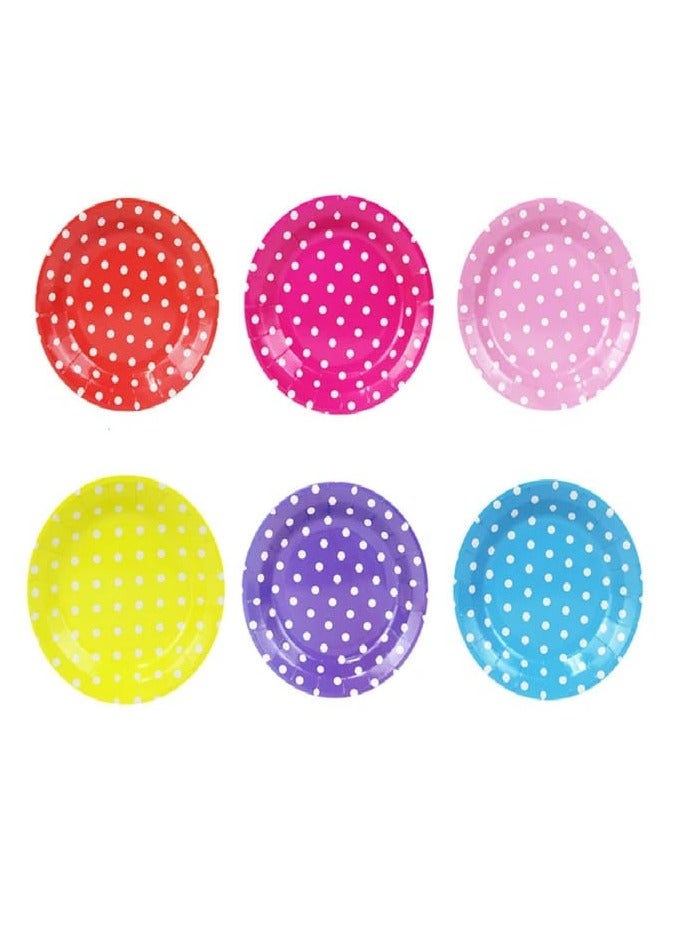 Paper Plates Decorated With Dots, 100 Pieces - Image 1