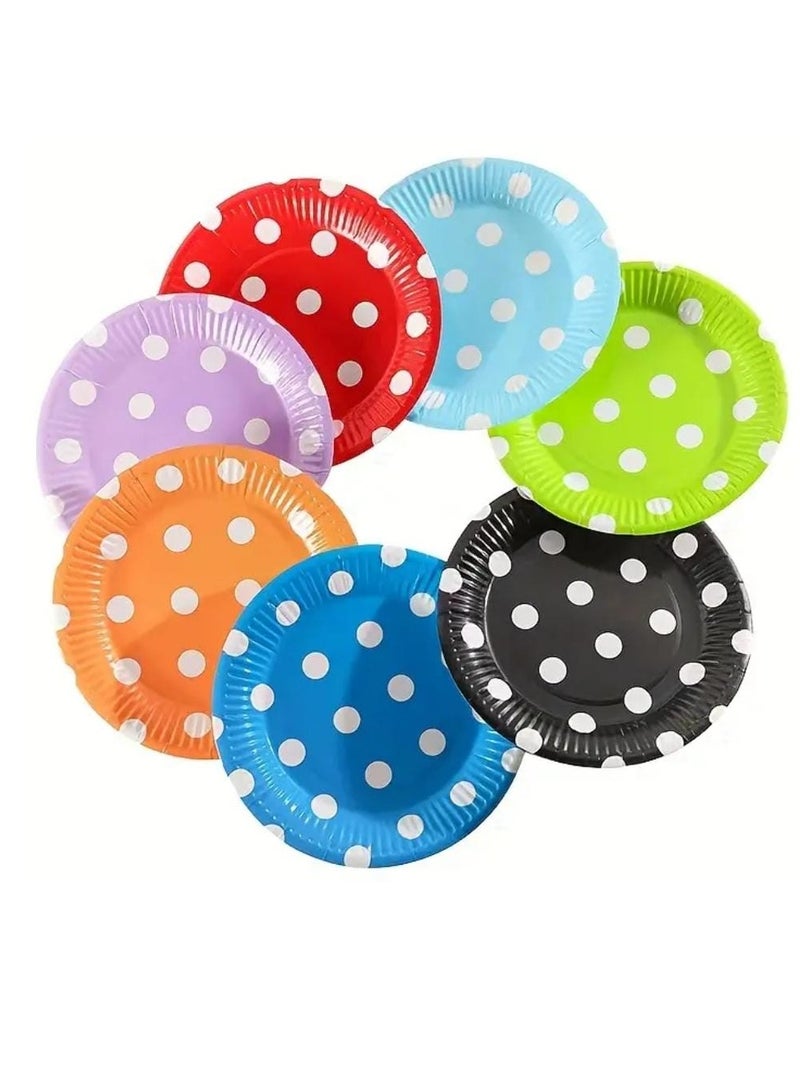 Paper Plates Decorated With Dots, 100 Pieces - Image 2