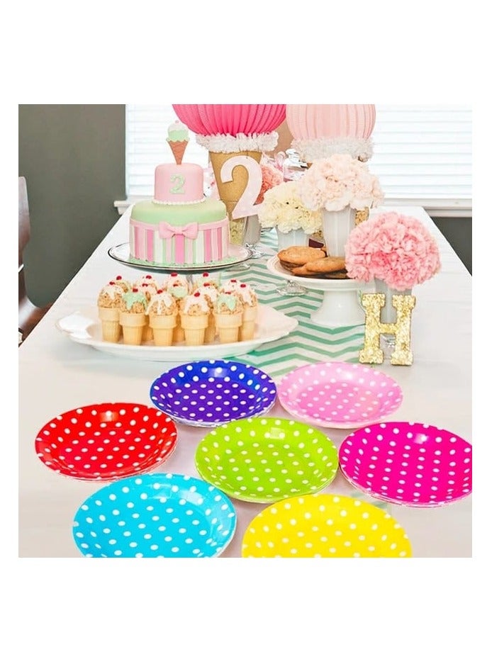 Paper Plates Decorated With Dots, 100 Pieces - Image 3
