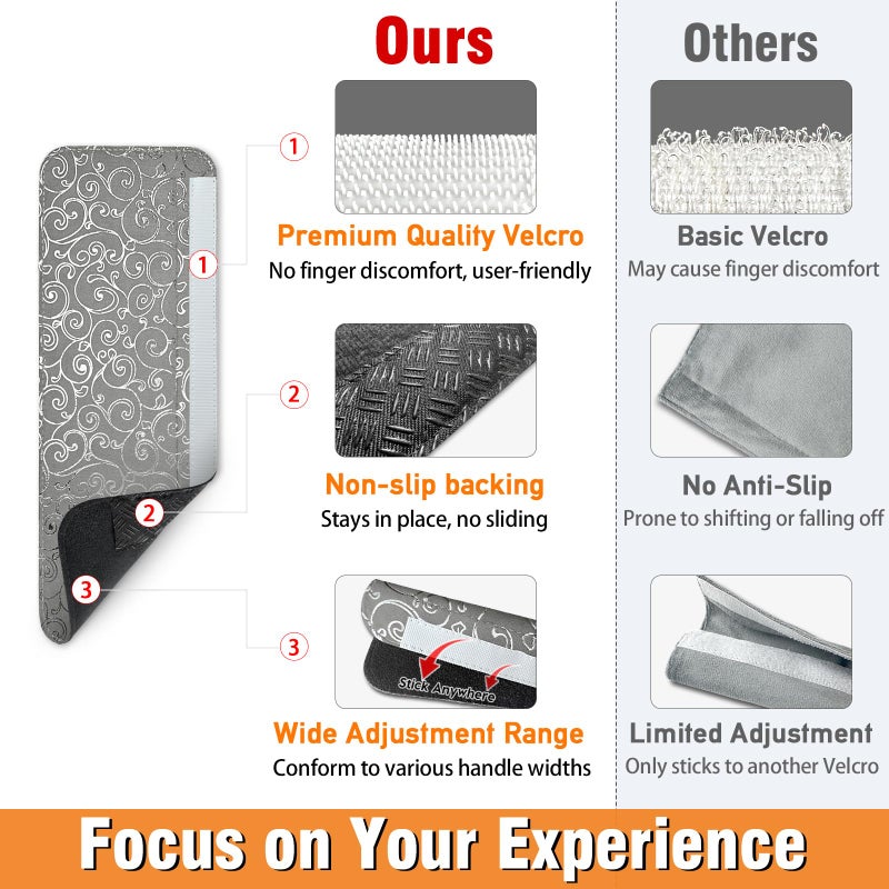 Luludamier Refrigerator Door Handle Covers, Set of 6, Non-Slip Fridge Handle Covers, Washable Appliance Handle Covers, Keep Your Kitchen Clean, Microwave Oven Dishwasher Handle Protector(Gray, Silver pattern) - Image 5