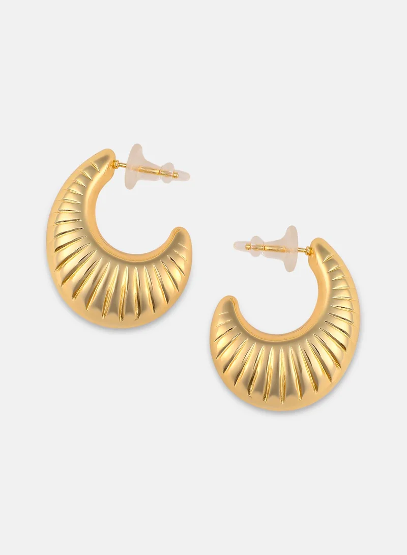 SOHI Ribbed Artificial Hoop Earring Jewellery