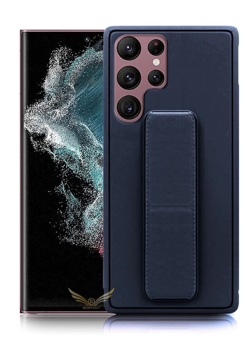 BORTONY Galaxy S22 Ultra with Magnetic Stand & Holder, Premium Silicone Hand Strap Grip, Car Mount Kickstand And Finger Grip Case Cover For Samsung Galaxy S22 Ultra - Image 1