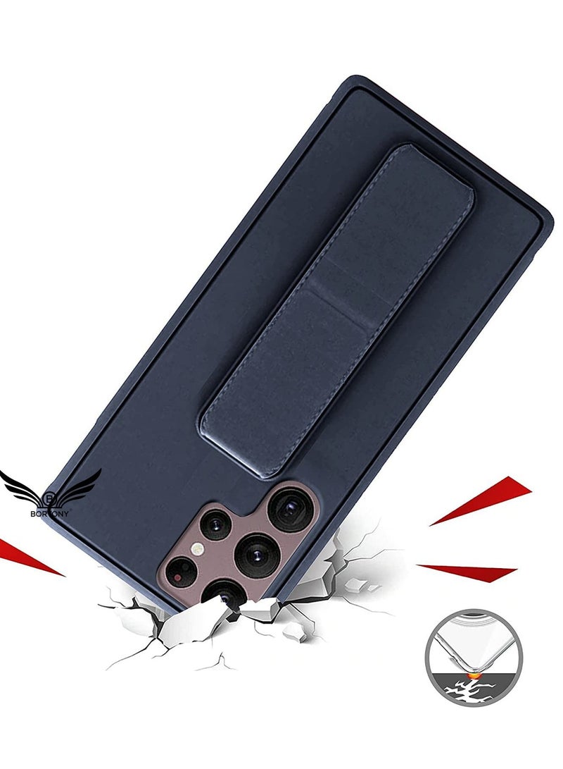BORTONY Galaxy S22 Ultra with Magnetic Stand & Holder, Premium Silicone Hand Strap Grip, Car Mount Kickstand And Finger Grip Case Cover For Samsung Galaxy S22 Ultra - Image 2