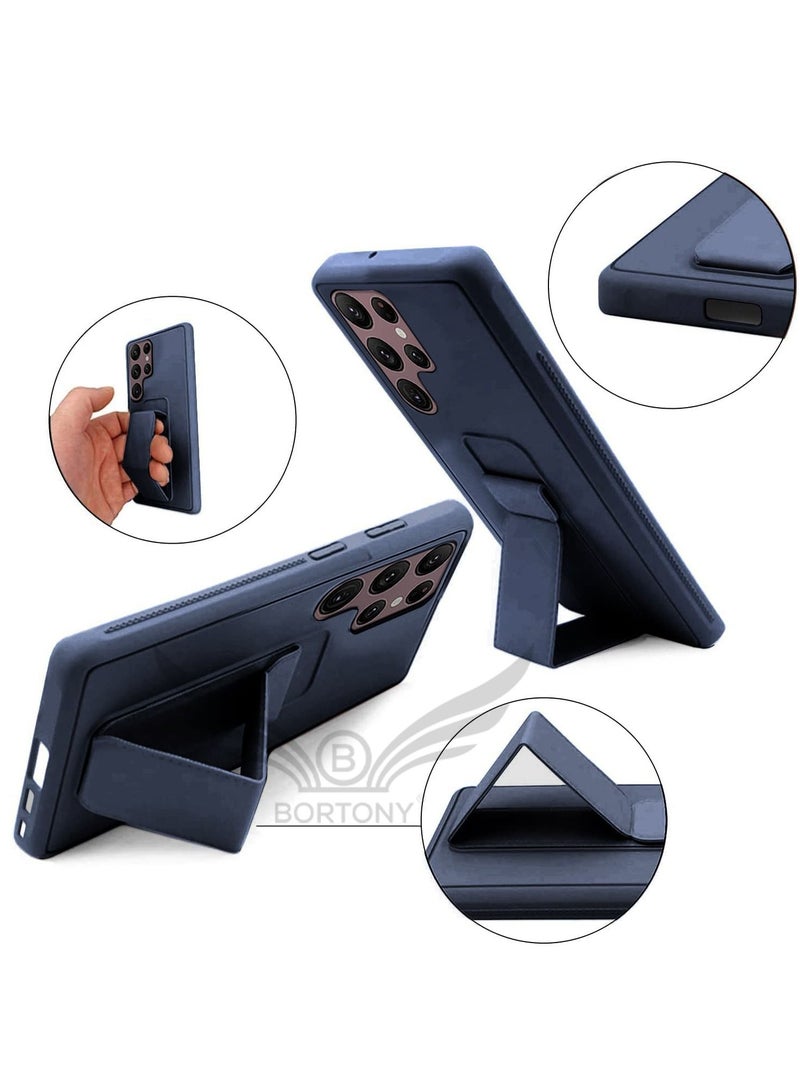 BORTONY Galaxy S22 Ultra with Magnetic Stand & Holder, Premium Silicone Hand Strap Grip, Car Mount Kickstand And Finger Grip Case Cover For Samsung Galaxy S22 Ultra - Image 4