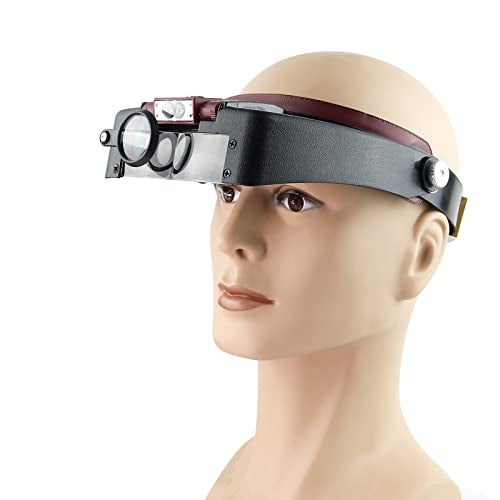 Meichoon Headband Magnifying Glasses with 2 LED Lights Head Lamp,1.5X 3X 6.5X 8X Eyewear Magnifier for Repairs Reading Jewelry Making - Image 2