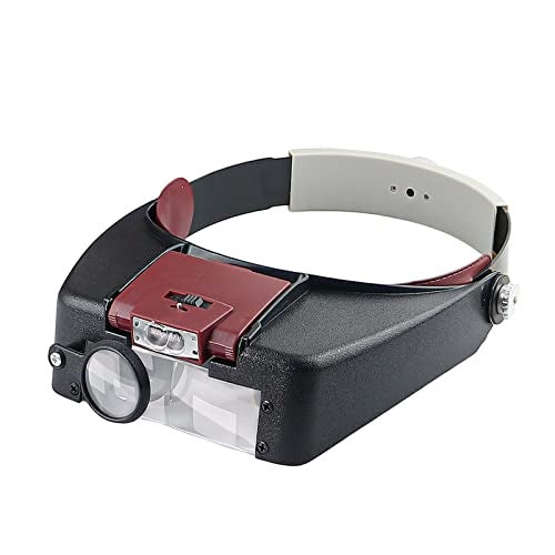 Meichoon Headband Magnifying Glasses with 2 LED Lights Head Lamp,1.5X 3X 6.5X 8X Eyewear Magnifier for Repairs Reading Jewelry Making - Image 1