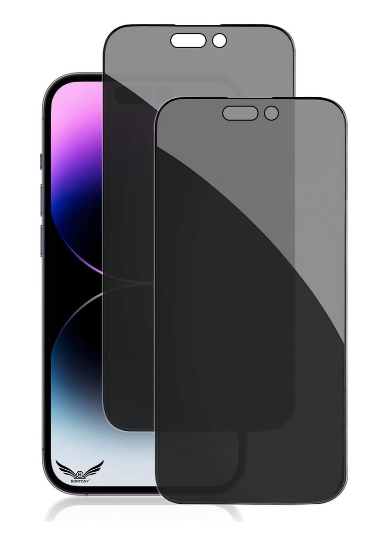 BORTONY Privacy Screen Protector Compatible with 14 Pro Max Privacy [9H Hardness] [Anti-scratch] Anti-spy Tempered Glass Film for Apple iPhone 14 Pro Max, 2 Pack  - Image 1