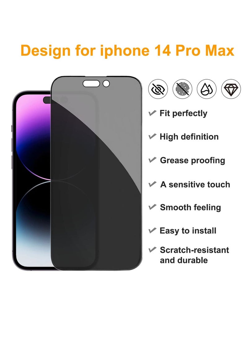 BORTONY Privacy Screen Protector Compatible with 14 Pro Max Privacy [9H Hardness] [Anti-scratch] Anti-spy Tempered Glass Film for Apple iPhone 14 Pro Max, 2 Pack  - Image 3