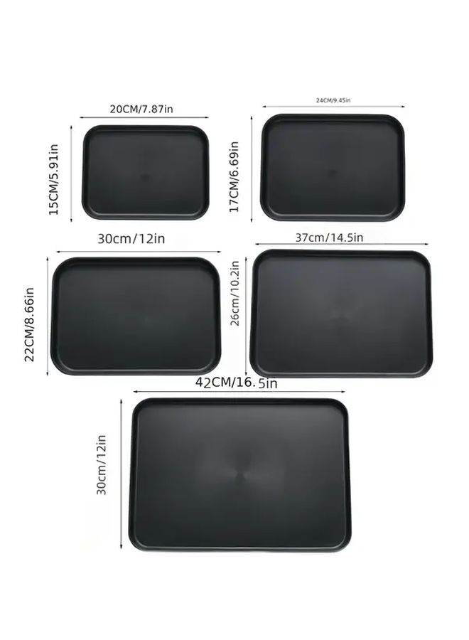 Black Medium PP Serving Tray for Breakfast Lunch Dinner Salad Bread Camping - Image 2