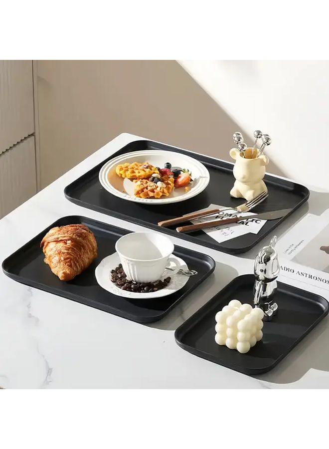 Black Medium PP Serving Tray for Breakfast Lunch Dinner Salad Bread Camping - Image 5