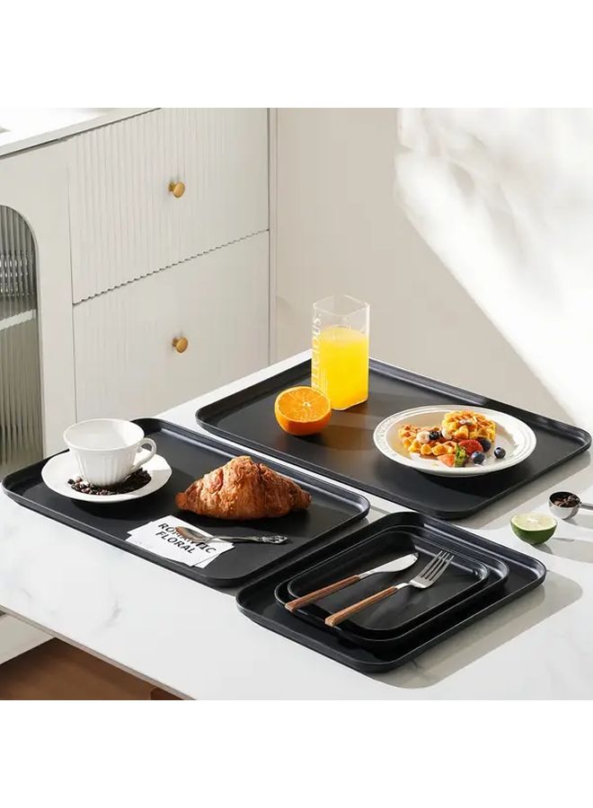 Black Medium PP Serving Tray for Breakfast Lunch Dinner Salad Bread Camping - Image 1