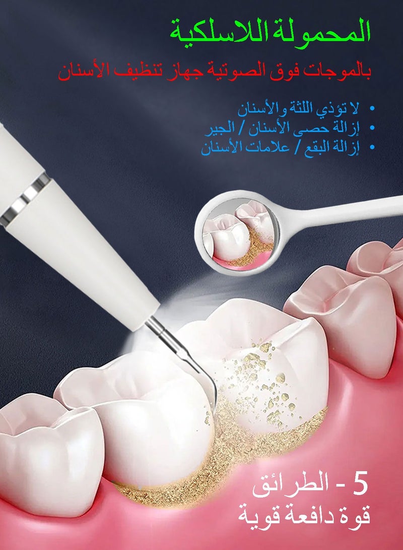 Syarme Plaque Remover for Teeth, Electric Tooth Cleaner Tartar Remover for Teeth with LED Light, Rechargeable Teeth Cleaning Kit, Dental Tools with 5 Modes and 4 Cleaning Heads, Including Storage Box - Image 2