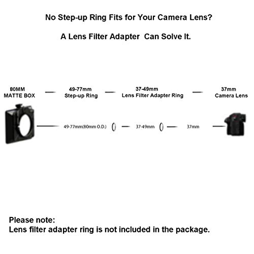 LingoFoto Front Step Up Ring 52mm to 80mm Lens Matte Box Adapter O.D, 52mm Lens Adapter Ring to 77mm Lens Filters/Lens Cap LingoFoto (52mm) - Image 3
