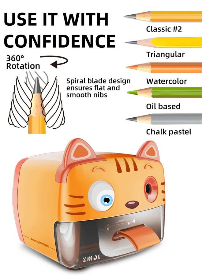 ZMOL Heavy Duty Electric Pencil Sharpener for Classroom,Cute Pencil Sharpener Plug in for Kids,Auto-Stop Pencil Sharpeners Plug in for No.2 / Colored Pencil - Image 2