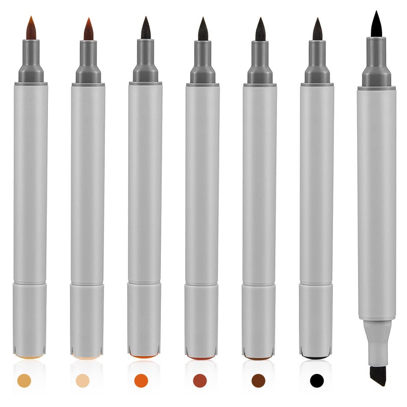 Leinuosen 6 Pack Dual Tip Leather Dye Marker Pens Touch up Pen Shoe Marker Leather Flow Marking Pen for Furniture Scratches Shoe Repair Kit Paint, 6 Colors - Image 1