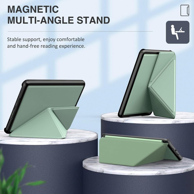 MoKo Case for All-new 7" Kindle Paperwhite (12th Generation-2024) and Kindle Colorsoft Signature Edition 2024, Standing Shell Case with Magnetic PC Back Cover, Agave Green - Image 3