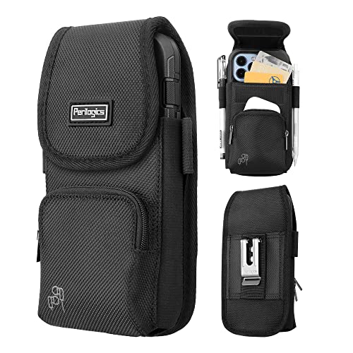 Perilogics Nylon Cell Phone Holster Compatible with iPhone 17 Pro Max, 16 Pro Max, 16 Plus, 15 Pro Max, 15 Plus, 14 Pro Max with Rugged Case, Belt Clip Pouch with Zipper Storage & Card Slot - Image 1