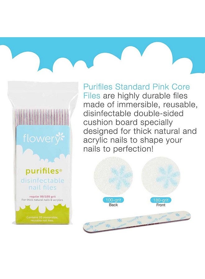Flowery Flowery Purifiles Standard Pink Core Disinfectable Nail Files, 80/100 Grit, 20 per Pack  - Image 3