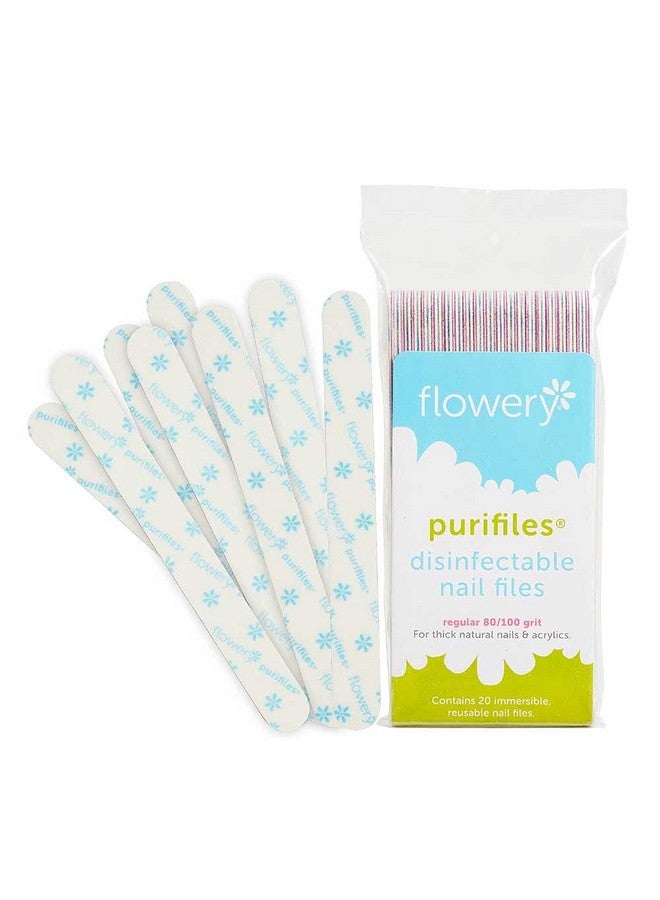 Flowery Flowery Purifiles Standard Pink Core Disinfectable Nail Files, 80/100 Grit, 20 per Pack  - Image 1