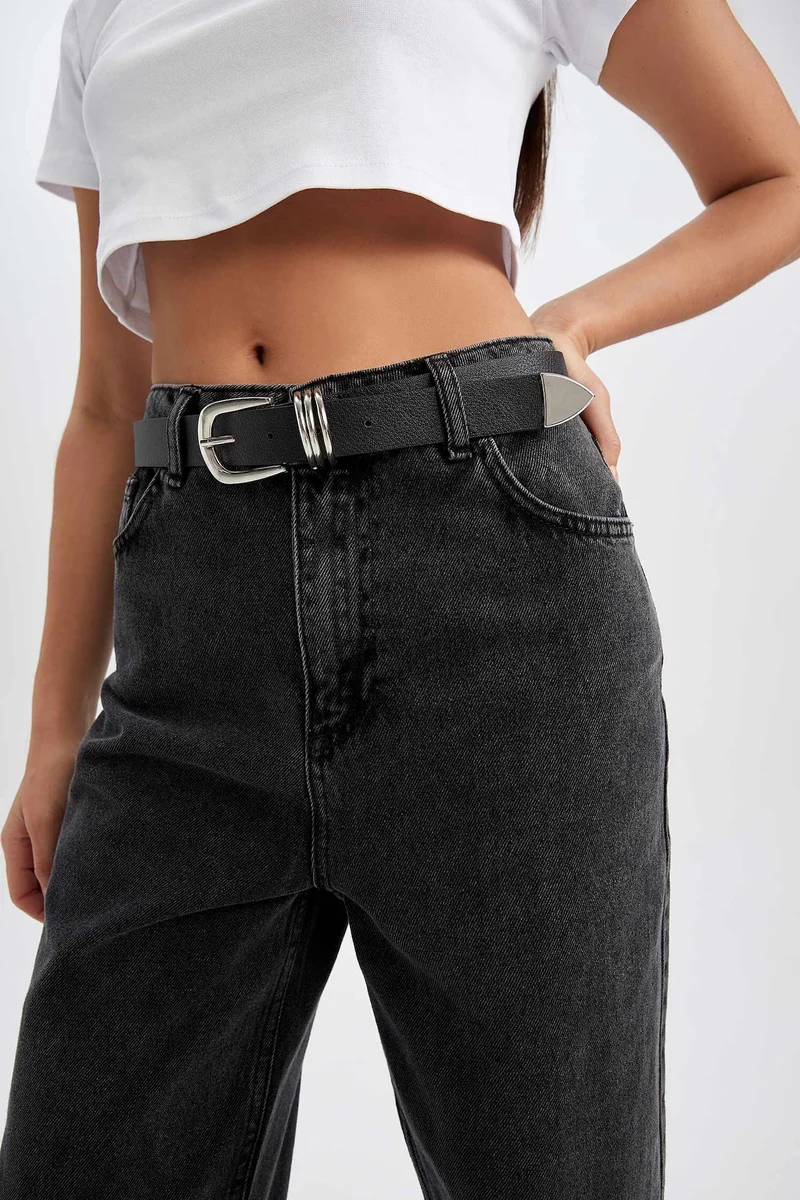 Women's Faux Leather Metal Buckle Belt