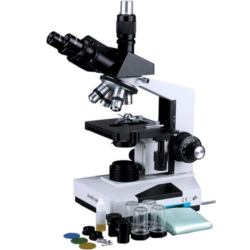 AmScope AmScope 40X2000X LED Trinocular Biological Compound Microscope White T490BLED  - Image 1