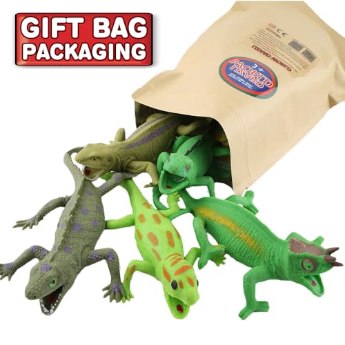 Yeonhatoys 6 Packs Lizards Toys9 inch Super Stretches Rubber Lizard Set Material TPR Stretchy Lizards with Gift BagRealistic Lizard Figure Bathtub Toy Iguana Chameleon - Image 5