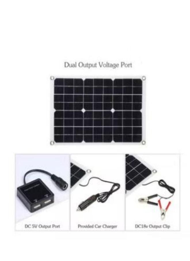 Generic Dual Output Solar Panel With Solar Charge Controller Black  - Image 3