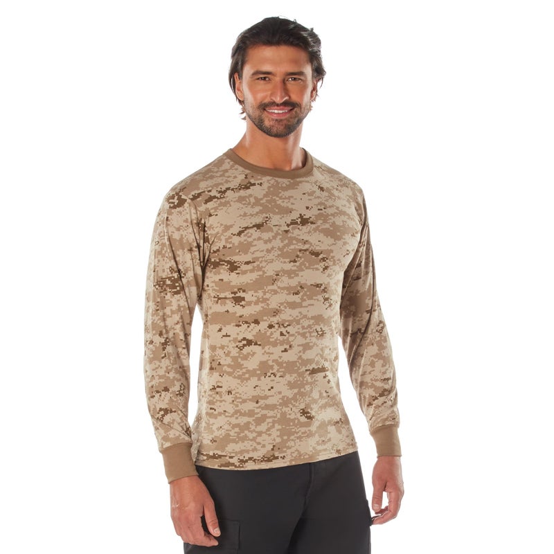Rothco Long Sleeve Digital Camo T-Shirt - Comfortable, Durable, and Long-Lasting (US, Alpha, X-Large, Regular, Regular, Desert Digital Camo) - Image 1