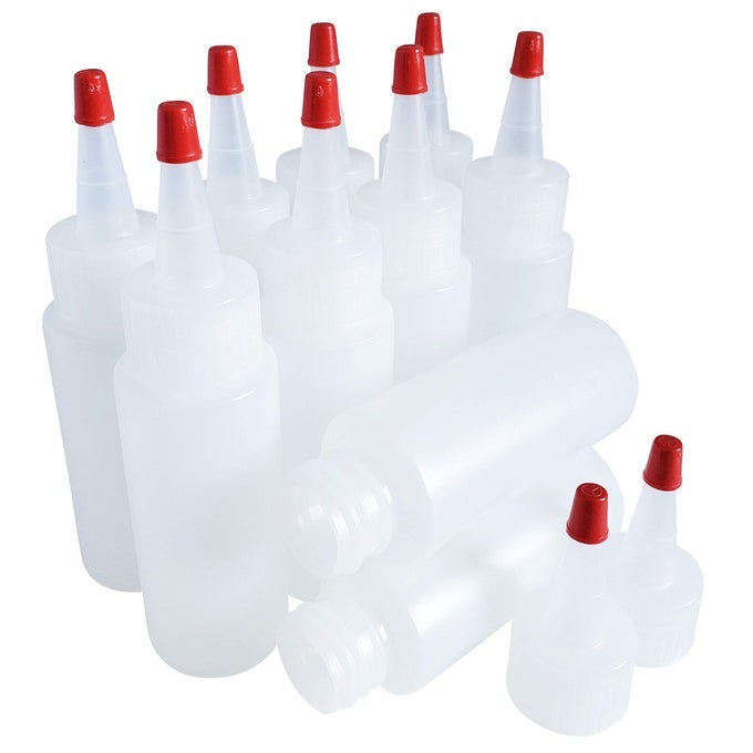 2OZ HDPE DURABLE PLASTIC SQUEEZE BOTTLES WITH YORKER RED CAP NATURAL CLEAR BOTTLES FOR FOOD CRAFTS DIY LIQUID PRODUCTS PACK OF 10 59ML PLASTIC REUSABLE MADE IN USA