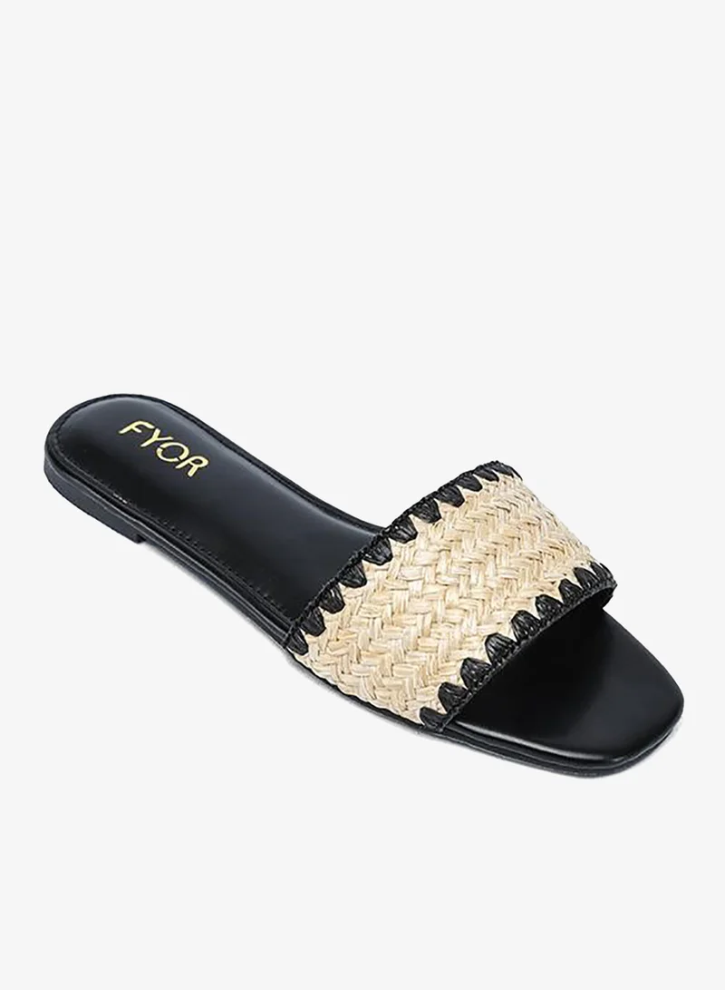 فايور Textured Raffia Flat Sandal MY 384