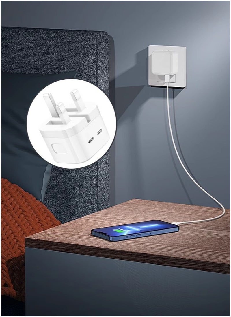 IPhone 40W fast charger | USB C-wall fast charger, dual port output of 20W each independent output, compatible with iPhone 16/15/Pro Max/Pro/Plus and all C-type phones