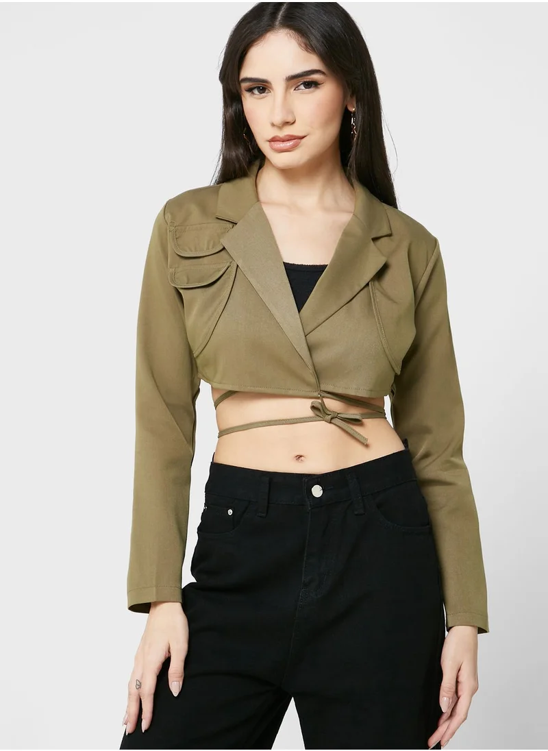 Ginger Cropped Blazer With Tie Up Detail