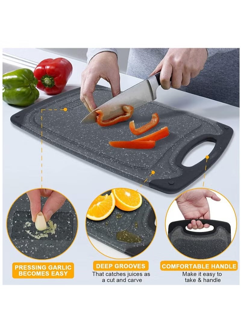 Arabest Plastic Cutting Board, Kitchen Cutting Board,3 Pieces Dishwasher Safe Chopping Boards with Juice Grooves, Easy Grip Handle, Non-Slip, with Grinding Area for Grinding Garlic and Ginger  - Image 3