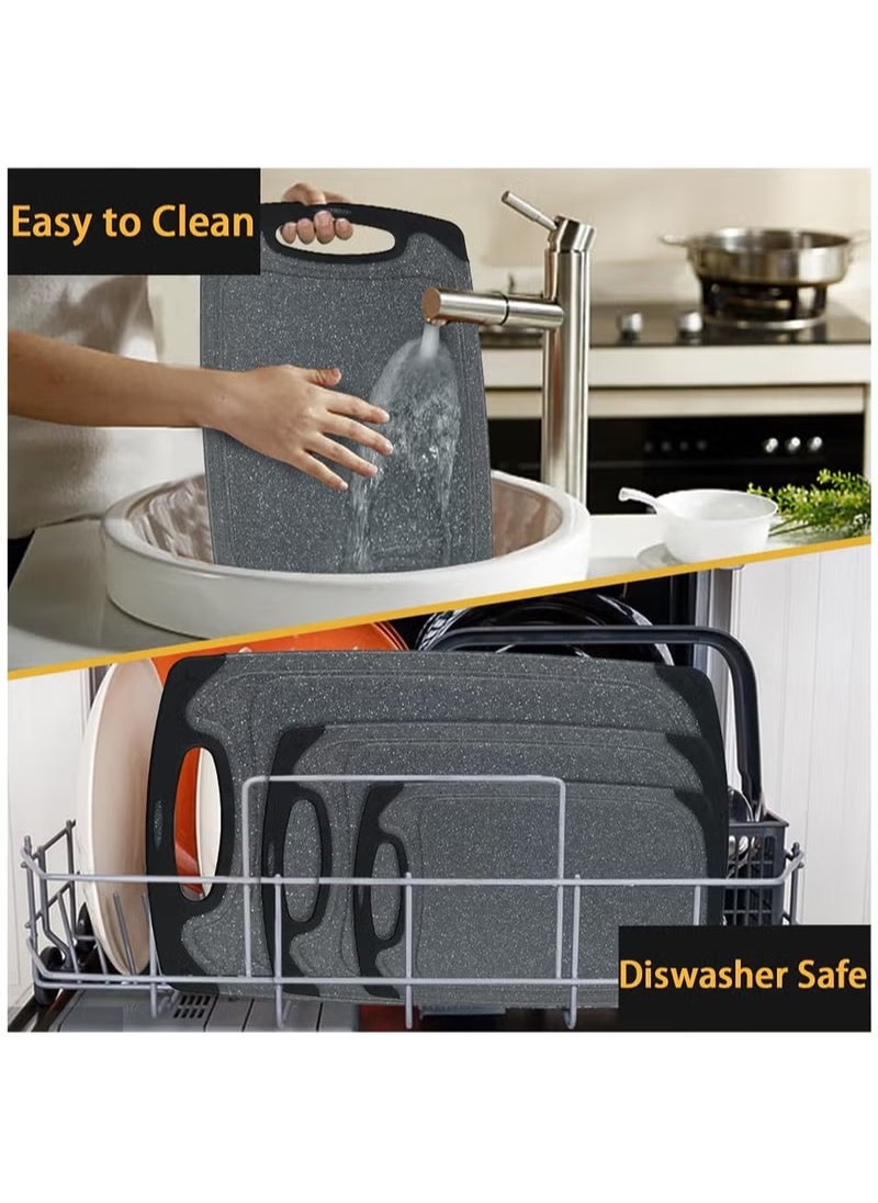 Arabest - Plastic Cutting Board, Kitchen Cutting Board,3 Pieces Dishwasher Safe Chopping Boards with Juice Grooves, Easy Grip Handle, Non-Slip, with Grinding Area for Grinding Garlic and Ginger - Image 1