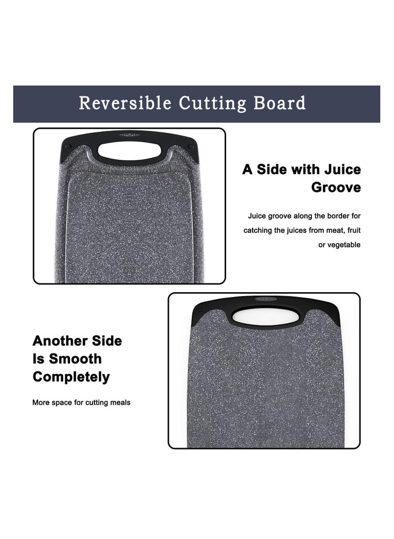 Arabest - Plastic Cutting Board, Kitchen Cutting Board,3 Pieces Dishwasher Safe Chopping Boards with Juice Grooves, Easy Grip Handle, Non-Slip, with Grinding Area for Grinding Garlic and Ginger - Image 1