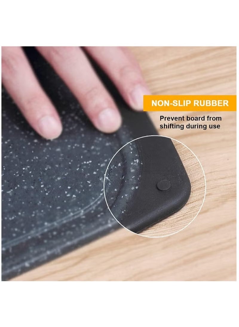 Arabest Plastic Cutting Board, Kitchen Cutting Board,3 Pieces Dishwasher Safe Chopping Boards with Juice Grooves, Easy Grip Handle, Non-Slip, with Grinding Area for Grinding Garlic and Ginger  - Image 5