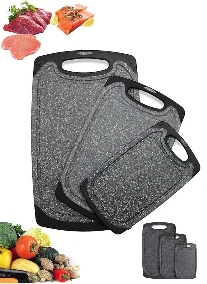 Arabest Plastic Cutting Board, Kitchen Cutting Board,3 Pieces Dishwasher Safe Chopping Boards with Juice Grooves, Easy Grip Handle, Non-Slip, with Grinding Area for Grinding Garlic and Ginger  - Image 1